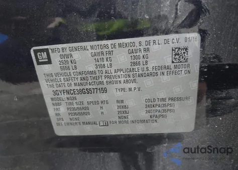 2016 Cadillac Srx Performance Collection z USA, uszkodzony, nr VIN 3GYFNCE38GS577159